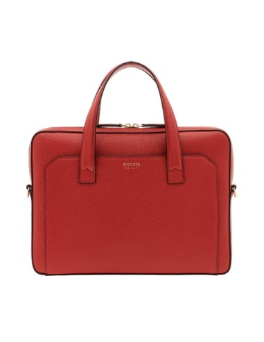 Slim Pineider Daily Briefcase in Red Cardinal Bottalata Leather
