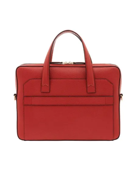 Slim Pineider Daily Briefcase in Red Cardinal Bottalata Leather