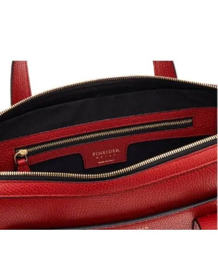 Slim Pineider Daily Briefcase in Red Cardinal Bottalata Leather