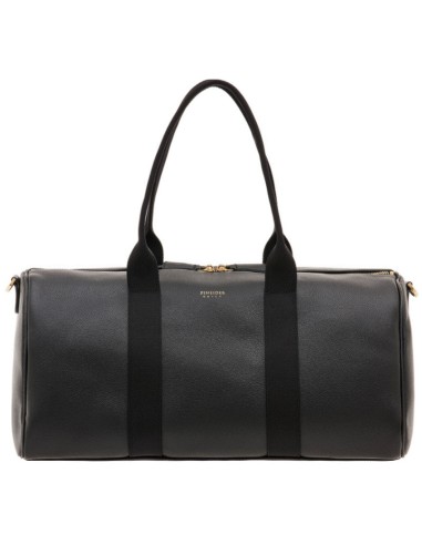Pineider Daily Travel Bag in Tumbled Black Leather