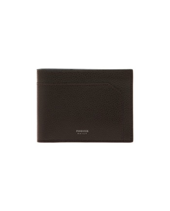 Portefeuille Pineider Daily en Cuir Marron Tumbler 8 Compartiments