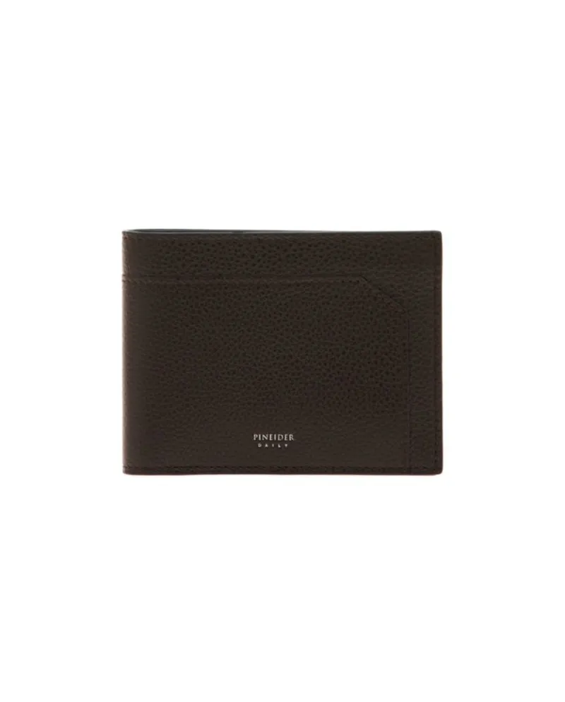 Portefeuille Pineider Daily en Cuir Marron Tumbler 8 Compartiments