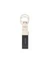 Pineider Daily Double Keyring in Tumbled Black Leather
