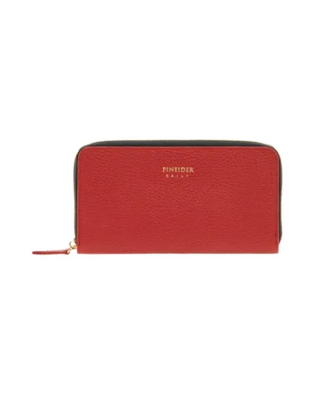 Pineider Daily Large Wallet in Red Cardinal Bottalata Leather