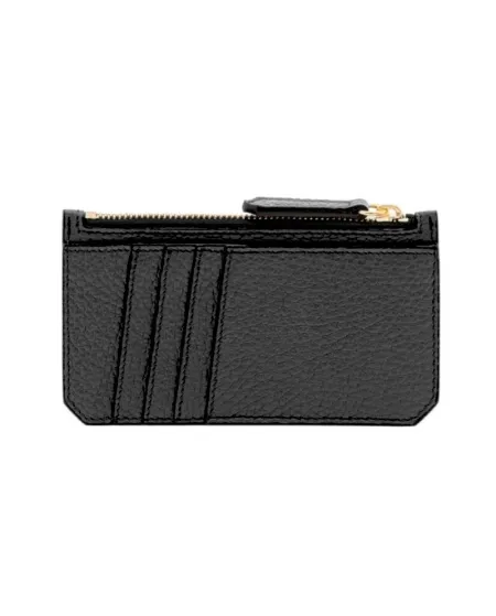 Pineider Daily Card Holder in Tumbled Black Leather