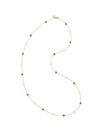 Long Chantecler Necklace in Yellow Gold with Turquoises