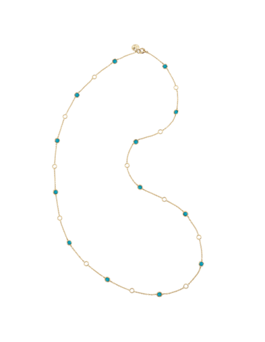 Chantecler Long Necklace Accessories in Yellow Gold with Turquoises