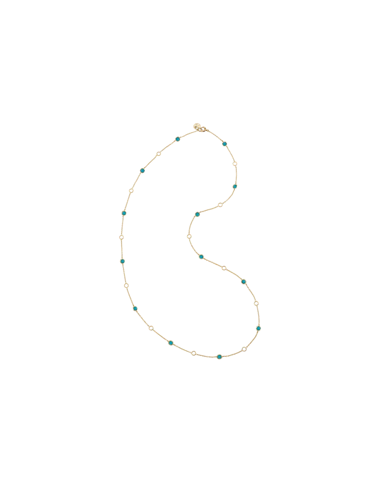 Collana Lunga Chantecler in Oro Giallo con Turchesi