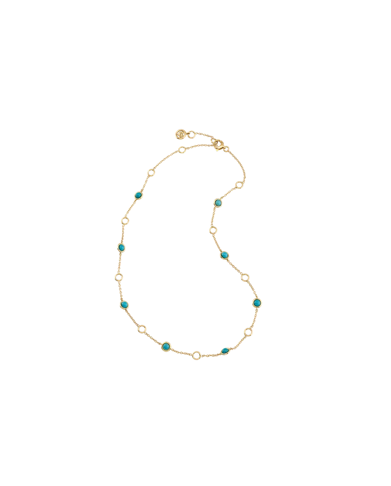 Collana Corta Chantecler in Oro Giallo con Turchesi