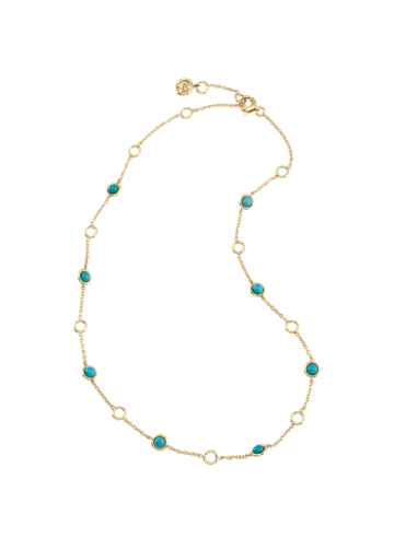 Short Chantecler Necklace in Yellow Gold with Turquoises