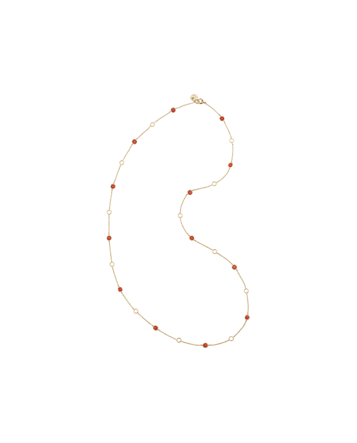 Collana Lunga Chantecler Accessori in Oro Giallo con Coralli Rossi