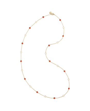 Collier Long Chantecler en Or Jaune avec Coraux Rouges