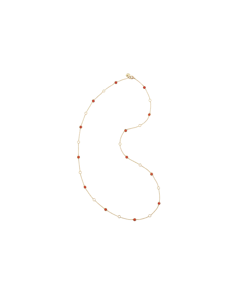 Collana Lunga Chantecler Accessori in Oro Giallo con Coralli Rossi