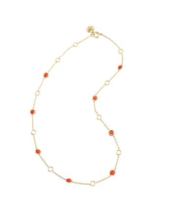 Short Chantecler Necklace in Yellow Gold with Red Corals
