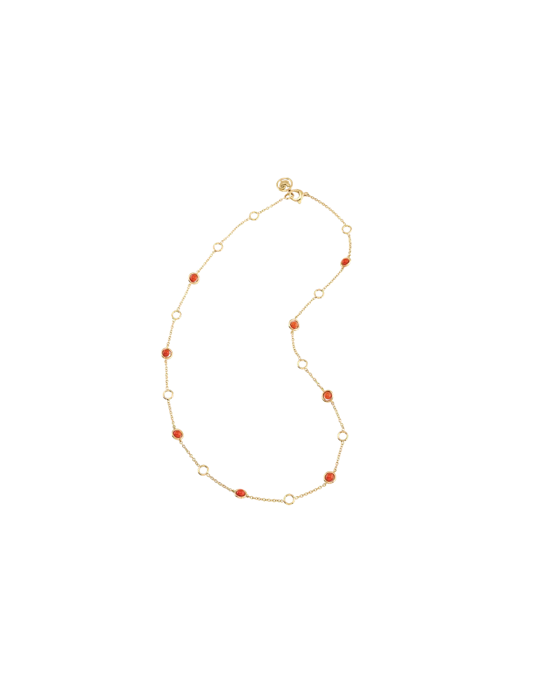 Collana Corta Chantecler Accessori in Oro Giallo con Coralli Rossi