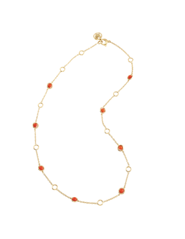 Short Chantecler Necklace in Yellow Gold with Red Corals