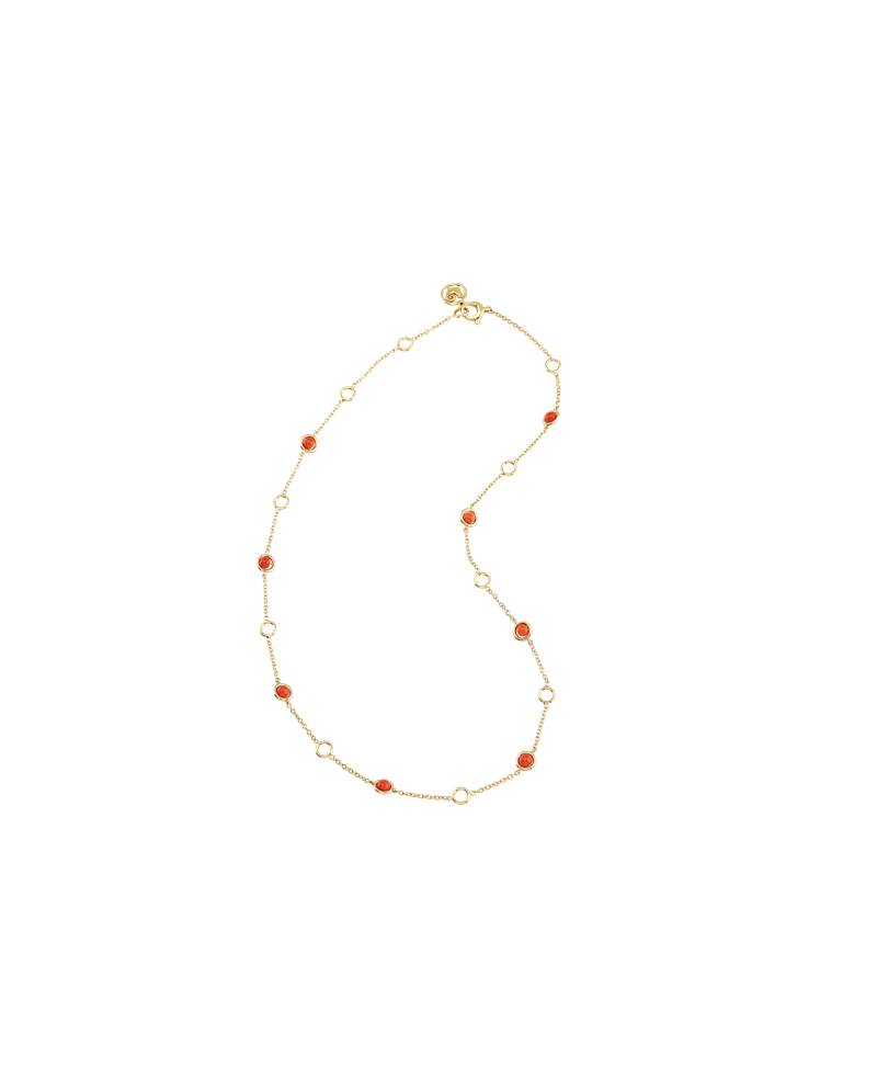 Short Chantecler Necklace in Yellow Gold with Red Corals
