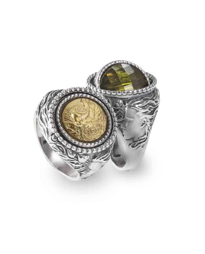 Anello Reverse Gerardo Sacco Maggio Primavera in Argento con Cristallo Verde