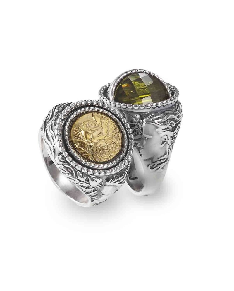 Anello Reverse Gerardo Sacco Maggio Primavera in Argento con Cristallo Verde