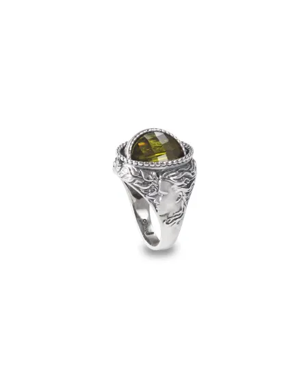 Anello Reverse Gerardo Sacco Maggio Primavera in Argento con Cristallo Verde