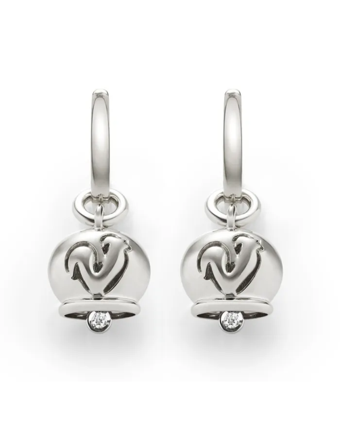 Micro boucles d'oreilles Chantecler Campanella en or blanc et un diamant