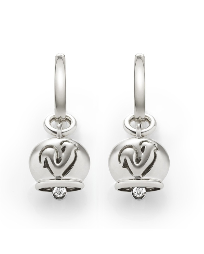 Micro boucles d'oreilles Chantecler Campanella en or blanc et un diamant