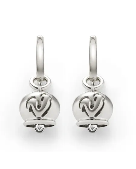 Micro boucles d'oreilles Chantecler Campanella en or blanc et un diamant