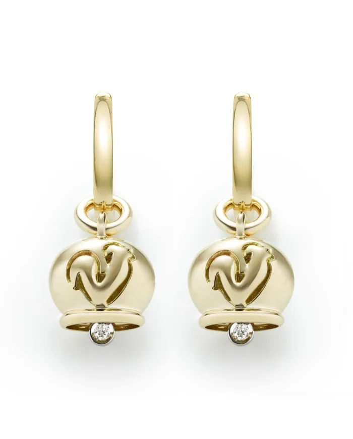 Micro boucles d'oreilles Chantecler Campanella en or jaune et un diamant