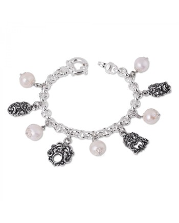 Bracelet Gerardo Sacco en Argent avec Perles et Masques