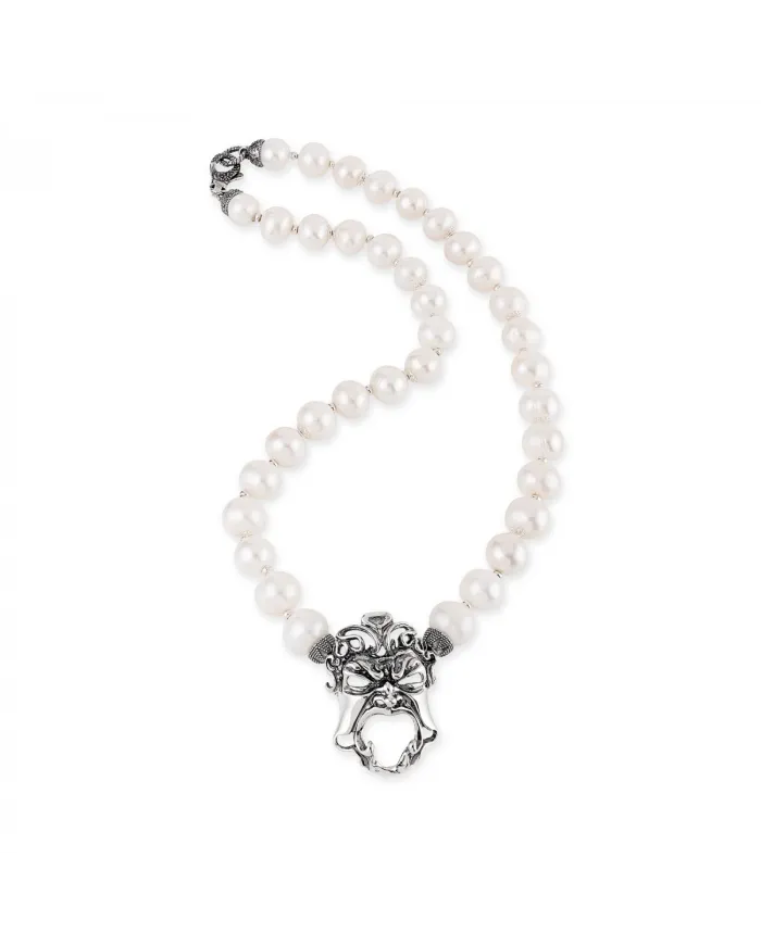 Collana Gerardo Sacco con Perle e Maschera in Argento