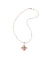 Gerardo Sacco Collier de perles broderie pendentif en or avec rubis