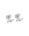 Boutons de manchette Montblanc Meisterstuck en acier avec insert en laque noire
