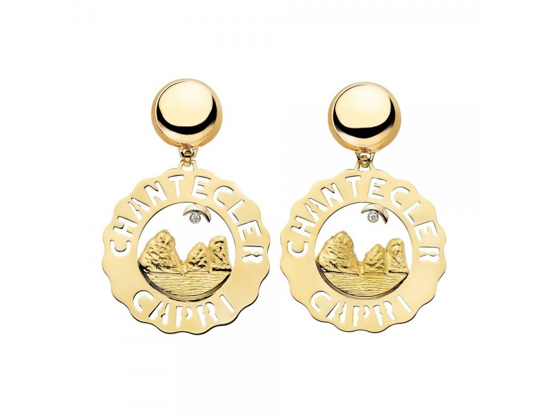 Chantecler Logo Orecchini grandi Faraglioni in oro giallo e diamanti