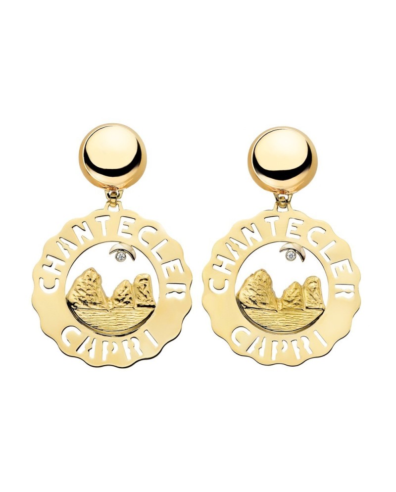 Chantecler Capri Large Faraglioni earrings in yellow gold and diamonds