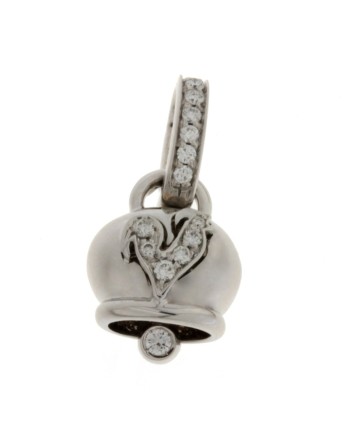 Chantecler Campanella ciondolo piccolo in oro bianco e gallo diamanti