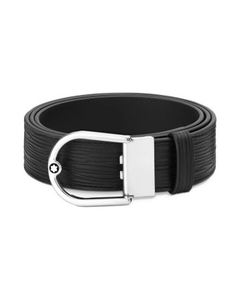 Montblanc Reversible Belt in Black Leather with 35 mm Horseshoe Buckle