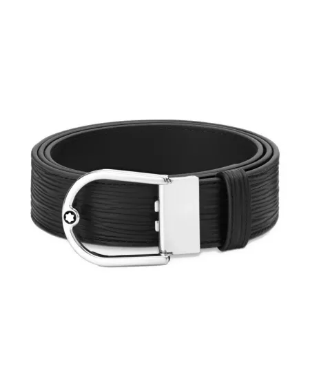 Ceinture réversible Montblanc en cuir noir avec boucle en fer à cheval de 35 mm