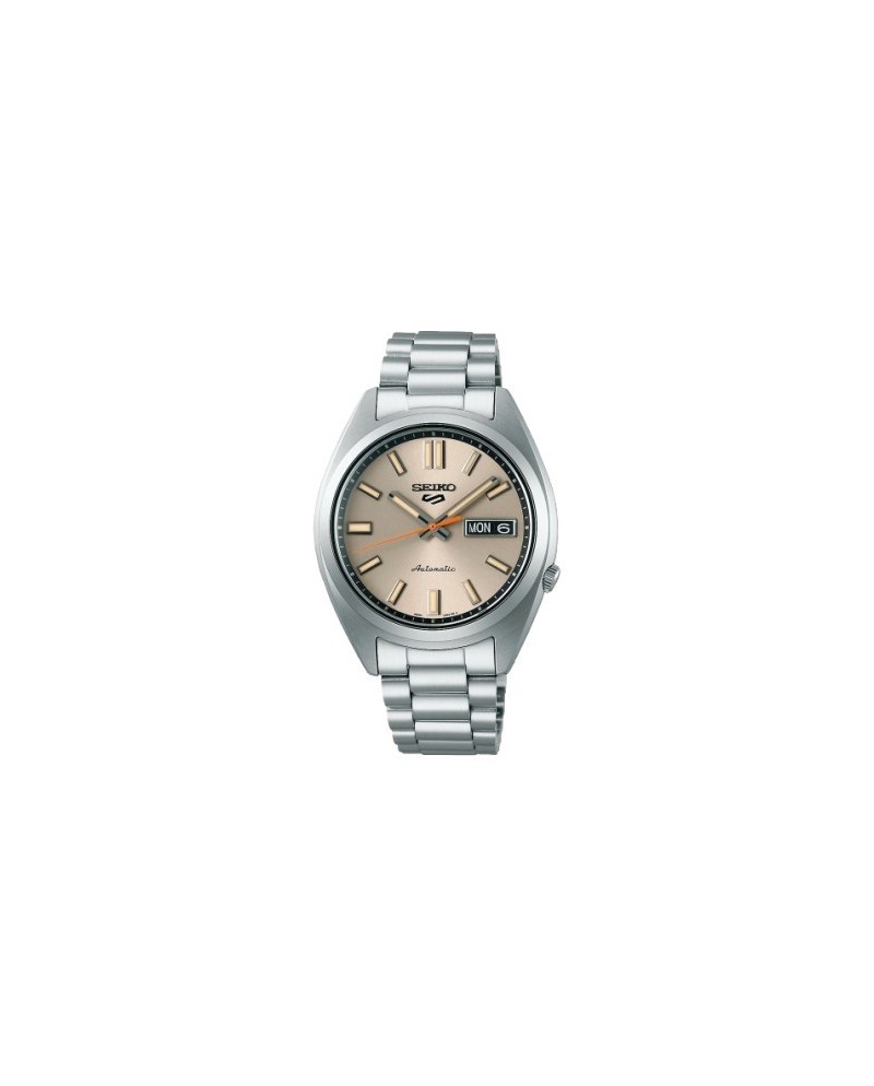 Seiko 5 Sports Watch Beige Dial Steel Strap