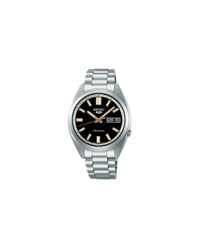 Montre de sport Seiko 5, cadran noir, bracelet en acier