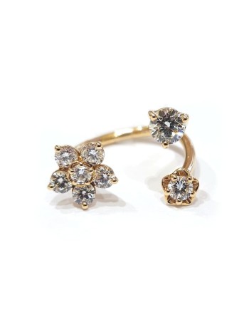 Bague ouverte Crivelli en or rose avec fleur de diamant