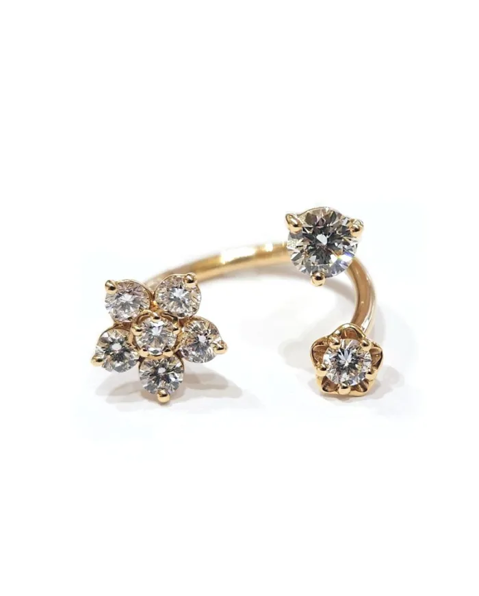 Crivelli Open Ring in Rose Gold with Diamond Flower