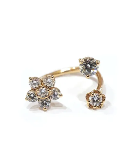 Anello Aperto Crivelli in Oro Rosa con Fiore di Diamanti