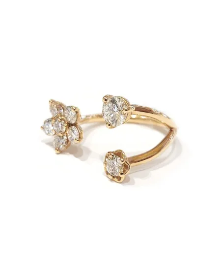 Anello Aperto Crivelli in Oro Rosa con Fiore di Diamanti