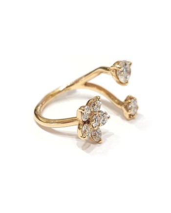 Anello Aperto Crivelli in Oro Rosa con Fiore di Diamanti