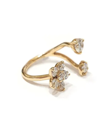 Crivelli Open Ring in Rose Gold with Diamond Flower
