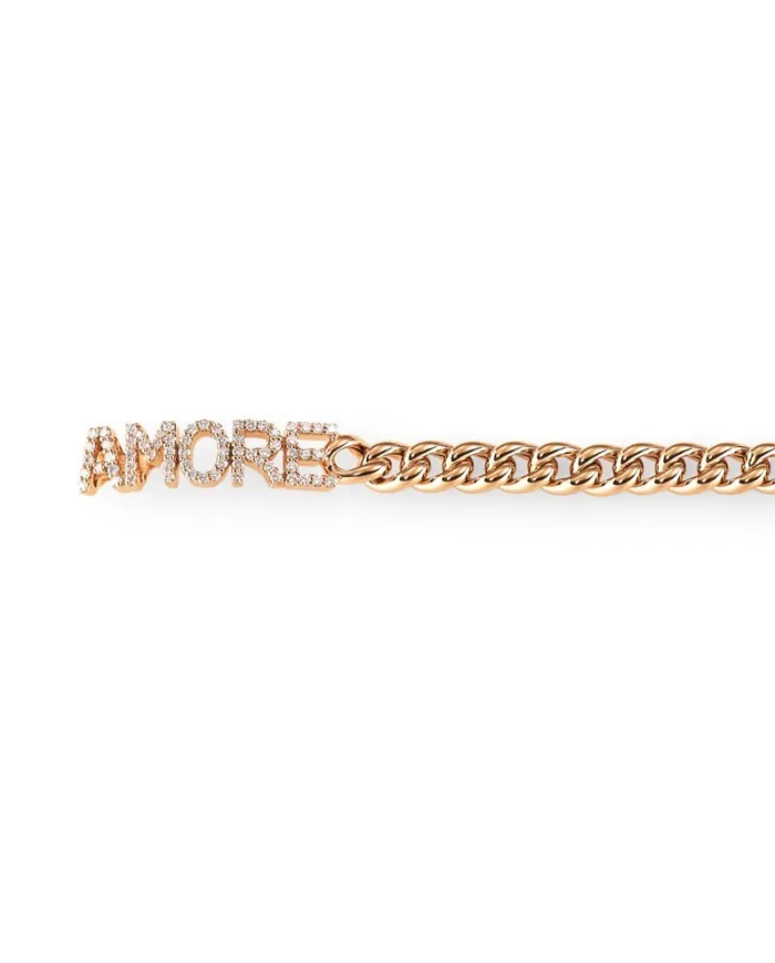 Crivelli Groumette Bracelet in Rose Gold with "Amore" Diamonds