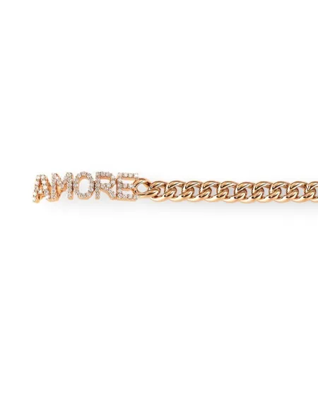 Bracelet Crivelli Groumette en Or Rose avec Diamants "Amore"