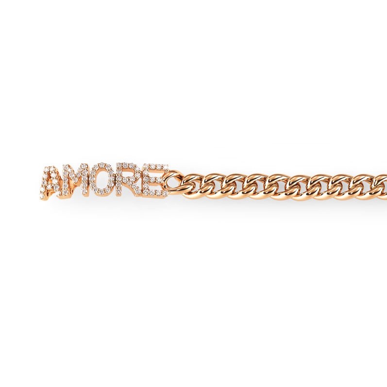 Crivelli Groumette Bracelet in Rose Gold with "Amore" Diamonds
