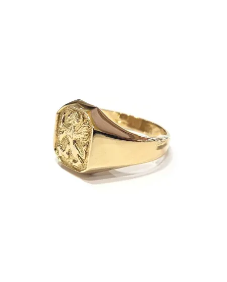 Men's Chevalier Ring in Yellow Gold with Winged Lion