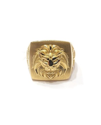 Anello Uomo Chevalier Casella in Oro Giallo con Testa di Leone